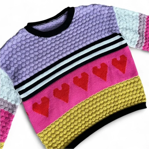 Colorful Heart Pattern Funky Sweater - Picture 2 of 2